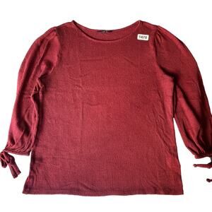 Lucky Brand Women Long Sleeve Screw Neck Knit Sweater, size S, Solid Red
